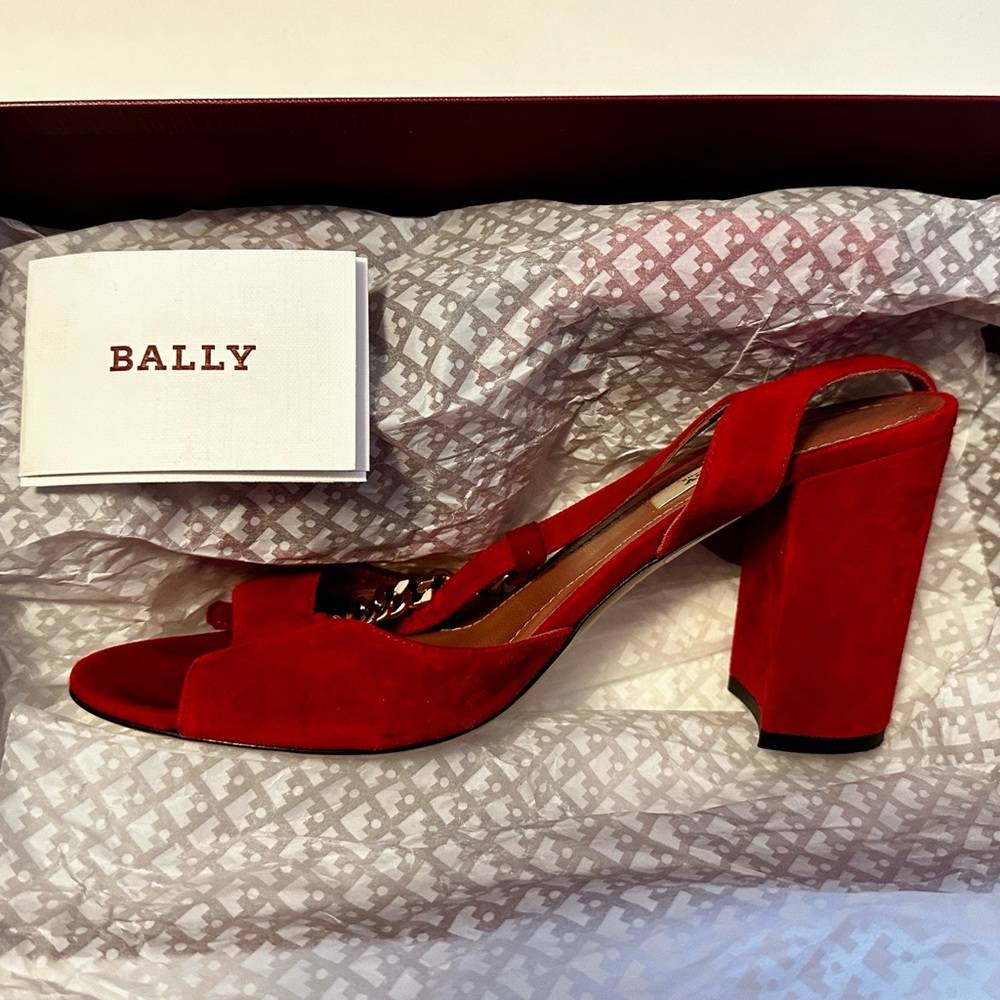 BALLY Genuine Suede Pumps,  Size 9,  Color Red, Pre-owned